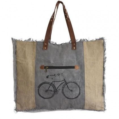 Γκρι - Καφέ Γυναικεία Τσάντα Ώμου "bike"