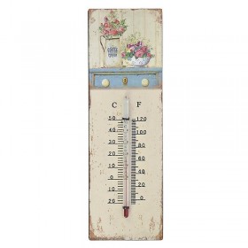 Μεταλλικό Θερμόμετρο Τοίχου με Λουλούδια